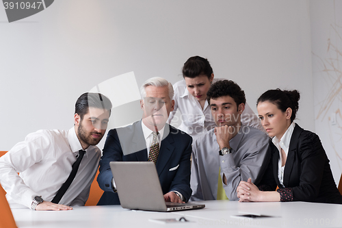 Image of business people group on meeting at modern startup office