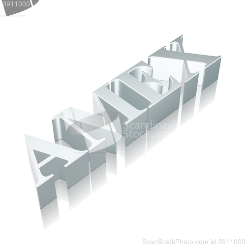 Image of 3d metallic character AMEX with reflection, vector illustration.
