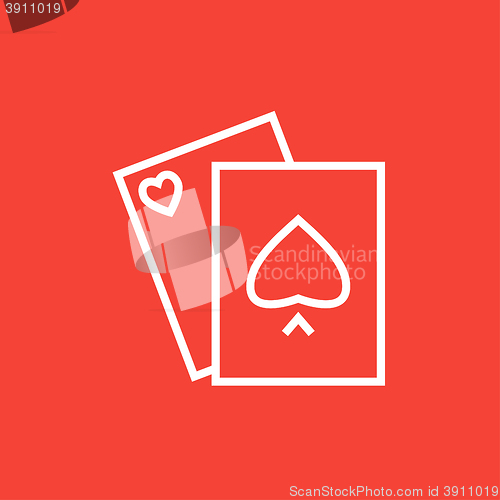 Image of Playing cards line icon.