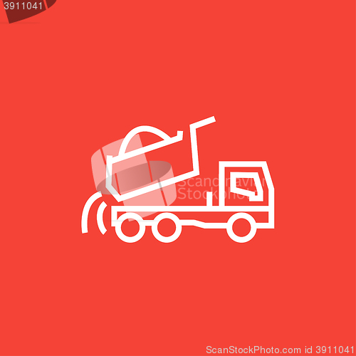 Image of Dump truck line icon.