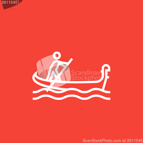 Image of Sailor rowing boat line icon.