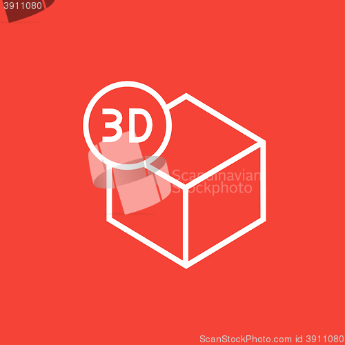 Image of Three D box line icon.