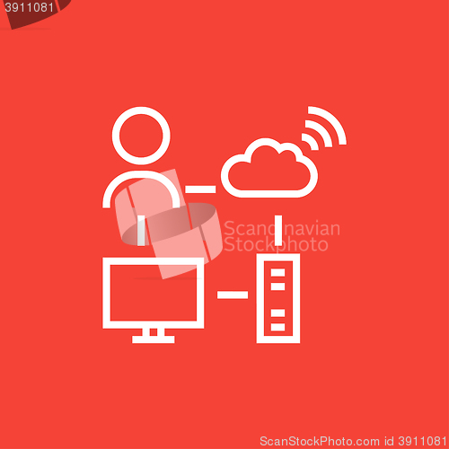 Image of Cloud computing line icon.