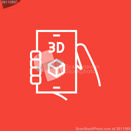 Image of Smartphone with three D box line icon.