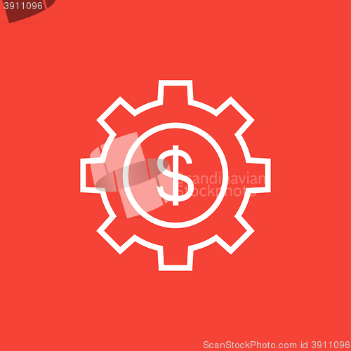 Image of Gear with dollar sign line icon.