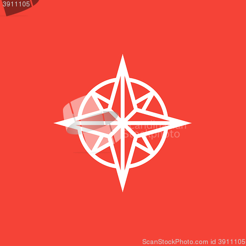 Image of Compass wind rose line icon.