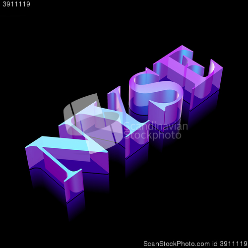 Image of 3d neon glowing character NYSE made of glass, vector illustration.