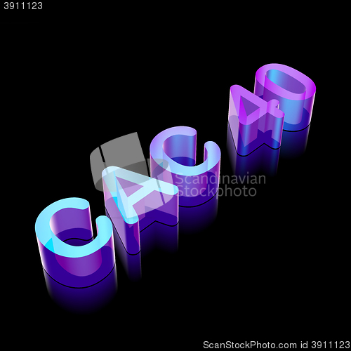 Image of 3d neon glowing character CAC 40 made of glass, vector illustration.