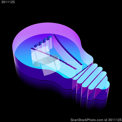 Image of 3d neon glowing Light Bulb icon made of glass, vector illustration.