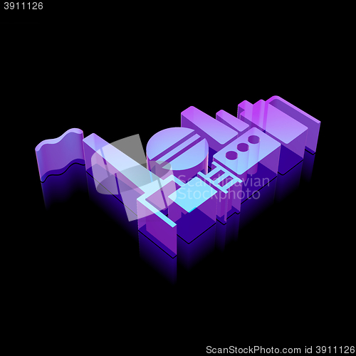 Image of 3d neon glowing Oil And Gas Indusry icon made of glass, vector illustration.