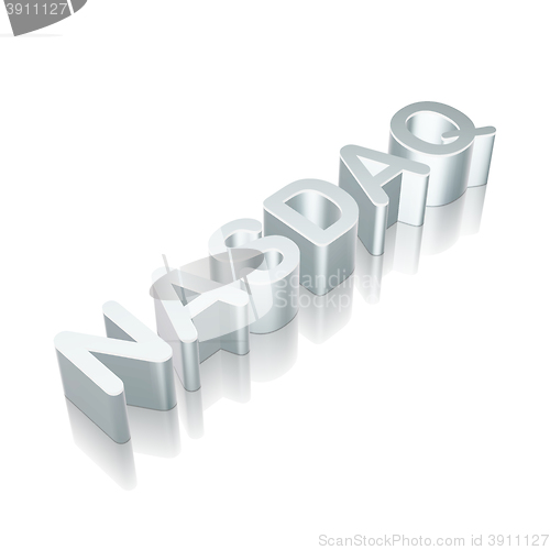 Image of 3d metallic character NASDAQ with reflection, vector illustration.