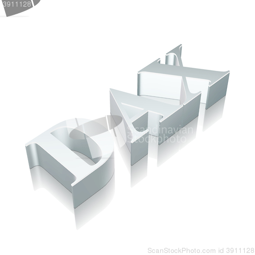 Image of 3d metallic character DAX with reflection, vector illustration.