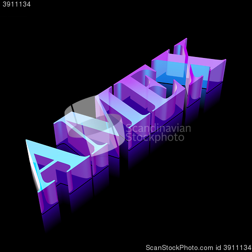 Image of 3d neon glowing character AMEX made of glass, vector illustration.