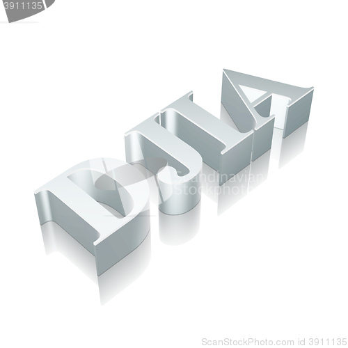 Image of 3d metallic character DJIA with reflection, vector illustration.