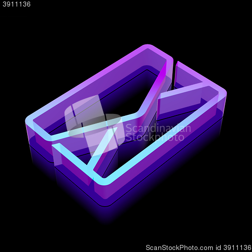 Image of 3d neon glowing Email icon made of glass, vector illustration.