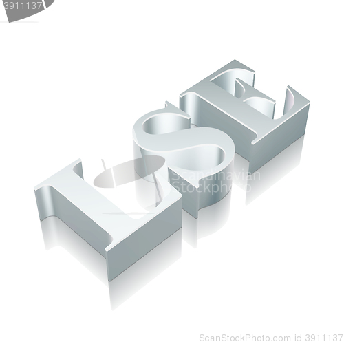 Image of 3d metallic character LSE with reflection, vector illustration.