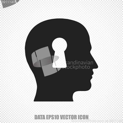 Image of Data vector Head With Keyhole icon. Modern flat design.