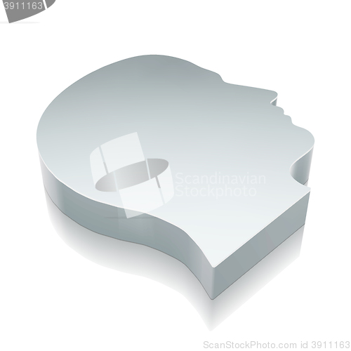 Image of 3d metallic Head icon with reflection, vector illustration.