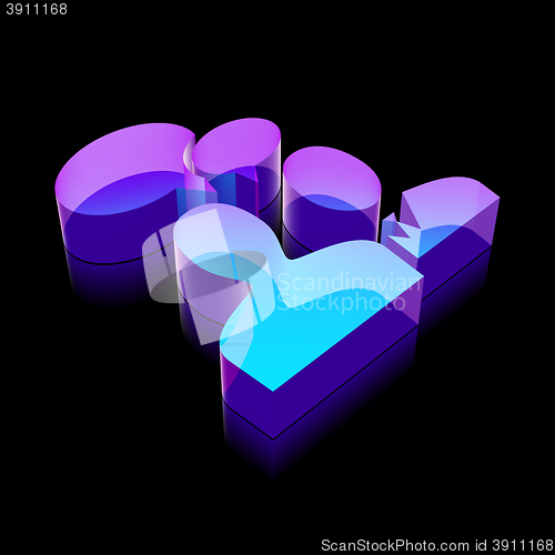 Image of 3d neon glowing Business Meeting icon made of glass, vector illustration.