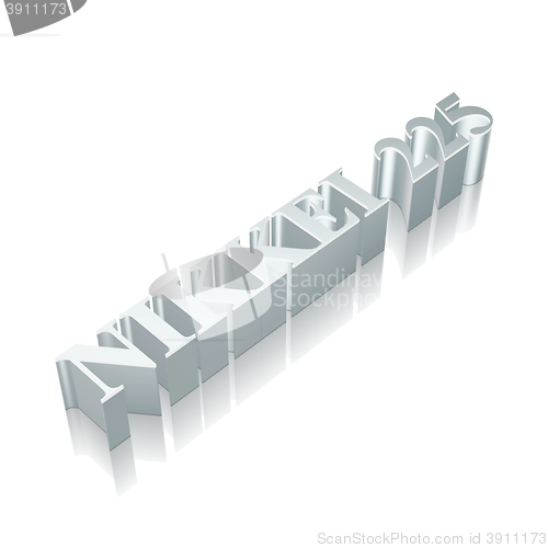 Image of 3d metallic character Nikkei 225 with reflection, vector illustration.