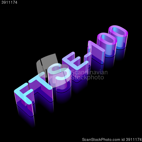 Image of 3d neon glowing character FTSE-100 made of glass, vector illustration.