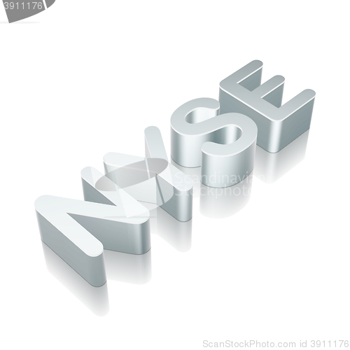 Image of 3d metallic character NYSE with reflection, vector illustration.