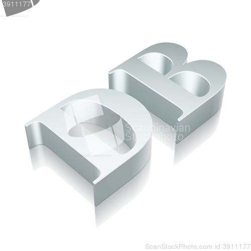 Image of 3d metallic character DB with reflection, vector illustration.