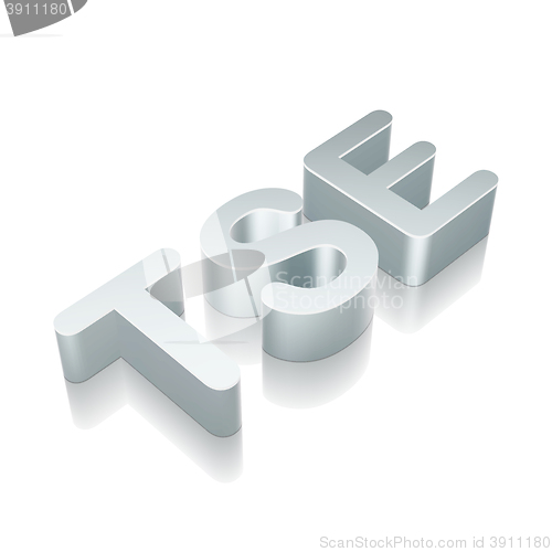 Image of 3d metallic character TSE with reflection, vector illustration.