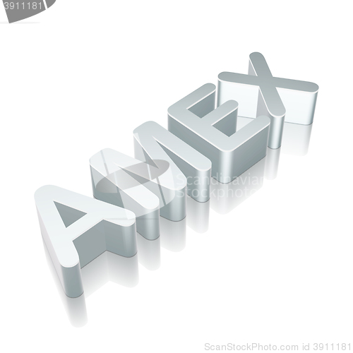 Image of 3d metallic character AMEX with reflection, vector illustration.