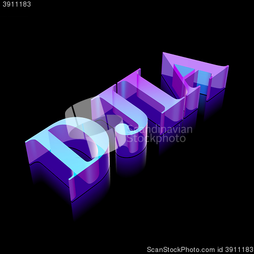 Image of 3d neon glowing character DJIA made of glass, vector illustration.