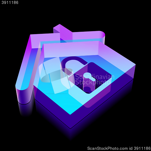 Image of 3d neon glowing Home icon made of glass, vector illustration.