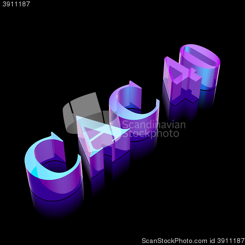 Image of 3d neon glowing character CAC 40 made of glass, vector illustration.