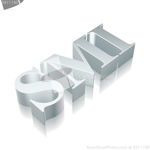 Image of 3d metallic character SMI with reflection, vector illustration.