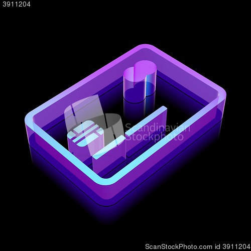Image of 3d neon glowing Credit Card icon made of glass, vector illustration.