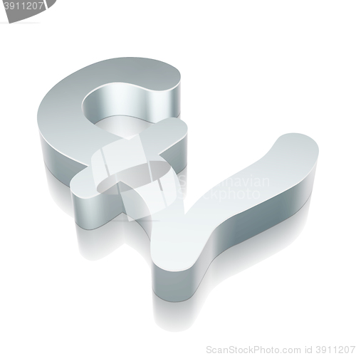 Image of 3d metallic Pound icon with reflection, vector illustration.