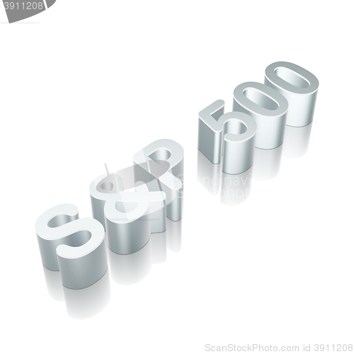 Image of 3d metallic character S&amp;P 500 with reflection, vector illustration.