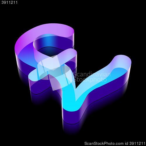 Image of 3d neon glowing Pound icon made of glass, vector illustration.