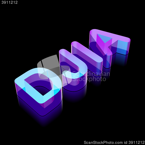 Image of 3d neon glowing character DJIA made of glass, vector illustration.