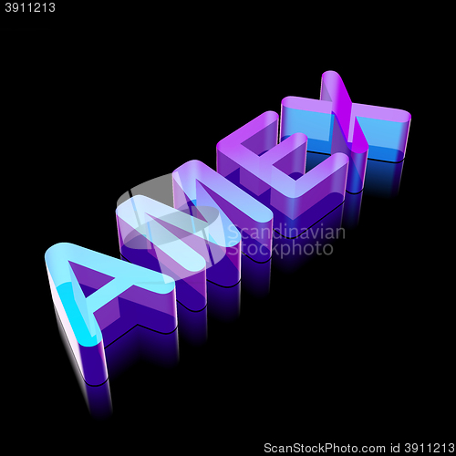 Image of 3d neon glowing character AMEX made of glass, vector illustration.