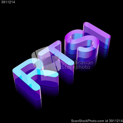 Image of 3d neon glowing character RTSI made of glass, vector illustration.