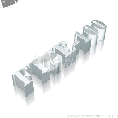 Image of 3d metallic character FTSE-100 with reflection, vector illustration.