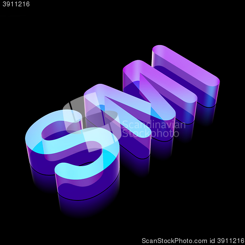 Image of 3d neon glowing character SMI made of glass, vector illustration.