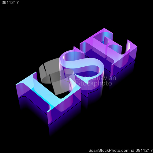 Image of 3d neon glowing character LSE made of glass, vector illustration.