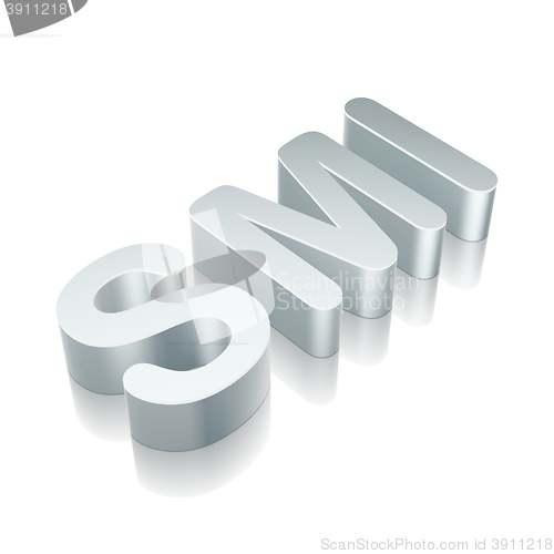 Image of 3d metallic character SMI with reflection, vector illustration.