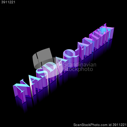 Image of 3d neon glowing character NASDAQ-AMEX made of glass, vector illustration.