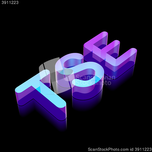 Image of 3d neon glowing character TSE made of glass, vector illustration.