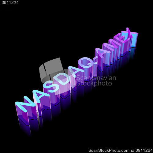 Image of 3d neon glowing character NASDAQ-AMEX made of glass, vector illustration.