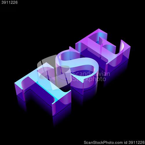 Image of 3d neon glowing character TSE made of glass, vector illustration.