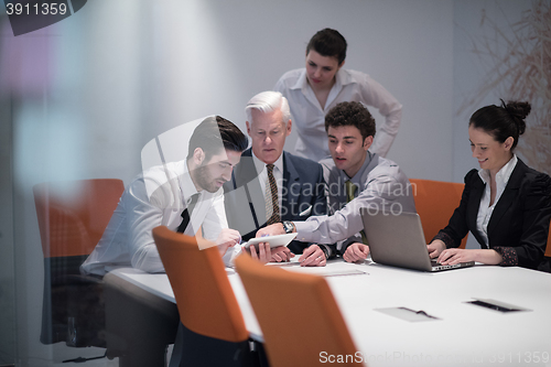 Image of business people group on meeting at modern startup office