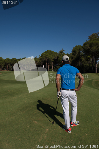 Image of golf player portrait from back